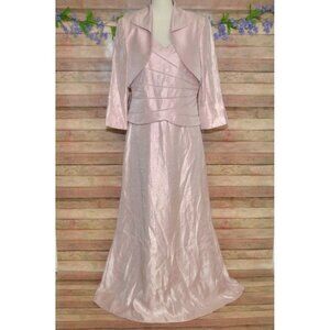 NWT Jessica Howard Pink 2 Piece Maxi Gown Dress & Jacket Size 12 Formal Event